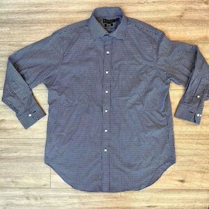 Ralph Lauren Navy Blue plaid Classic Fit Non-Iron Button Down Shirt Size‎ 16.5